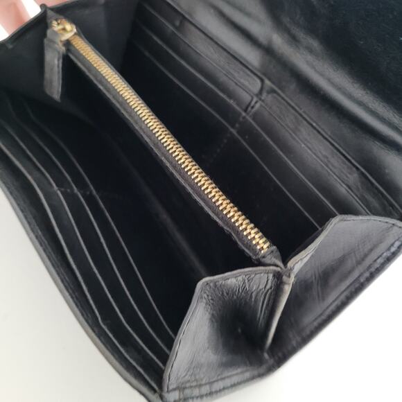 Givenchy Envelope Card Bill Holder Black Wallet Leather Vintage Clasp Large - Picture 5 of 15